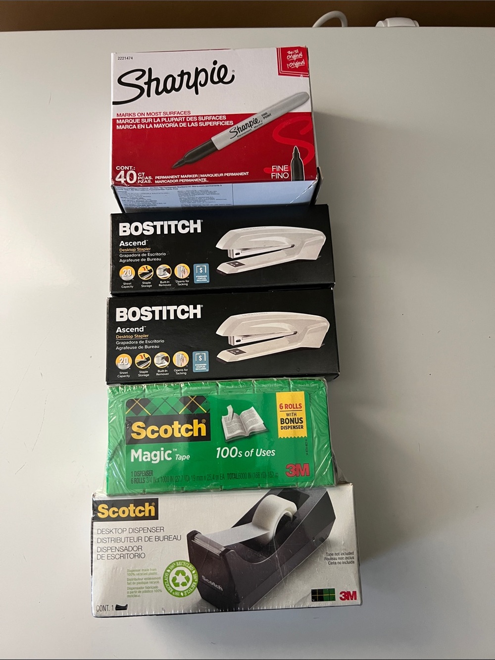 Office Supplies Bundle - Sharpie, Bostitch, Scotch Tape & Dispenser